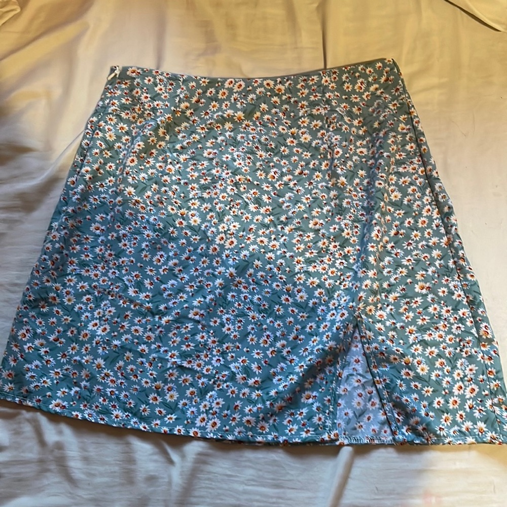 Shein Green Floral Mini Skirt M